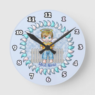 Boy Angel Clock Runde Wanduhr