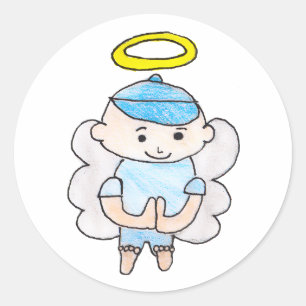 Boy Angel Runder Aufkleber