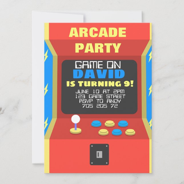 Boy Arcade Party Retro Gaming Geburtstag Einladung (Vorderseite)