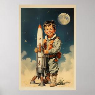 Boy Astronaut Retro-Stil Poster