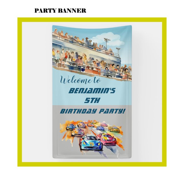 Boy Auto Racing Thema 5th Birthday Party Banner (Von Creator hochgeladen)