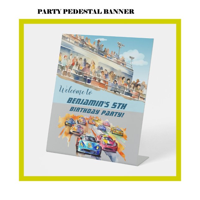 Boy Auto Racing Thema 5th Birthday Party Banner Sockelschild (Von Creator hochgeladen)