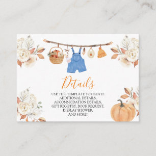 Boy Autumn Kleithes Pumpkin Fall Baby Dusche Detai Begleitkarte