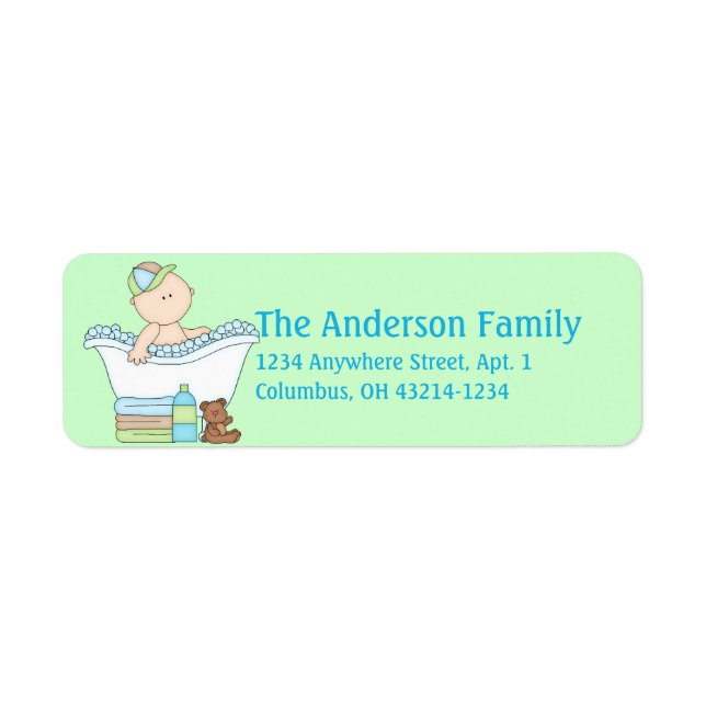 Boy Baby Bathtime Address Labels (Vorne)
