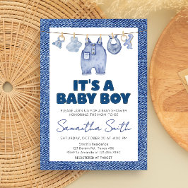 Boy Baby Blue Jean Baby Shower Einladung