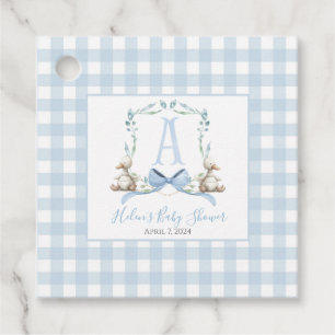 Boy Baby Duck Blue Gingham Favor Tags Geschenkanhänger