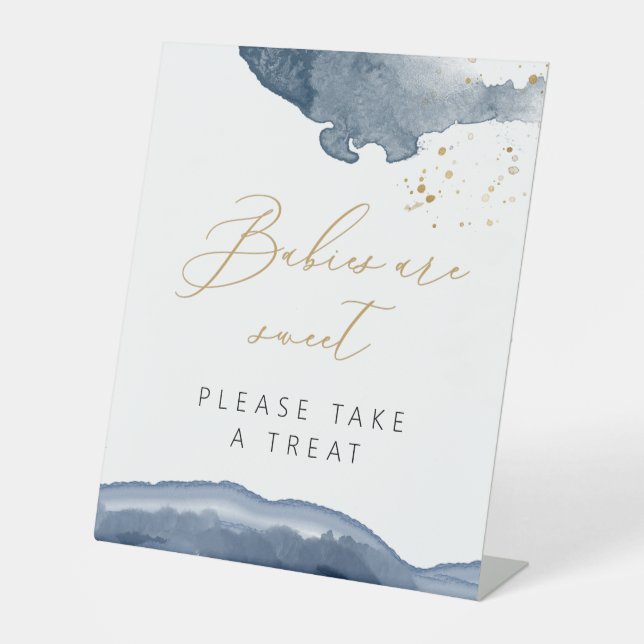 Boy Baby Dusche Gefallen Zeichen, Blue Leckerei Ge Sockelschild (Vorderseite)