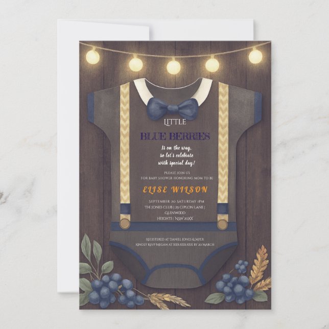 Boy Baby Dusche Herbstkrampf Bodysuit invita Einladung (Vorderseite)