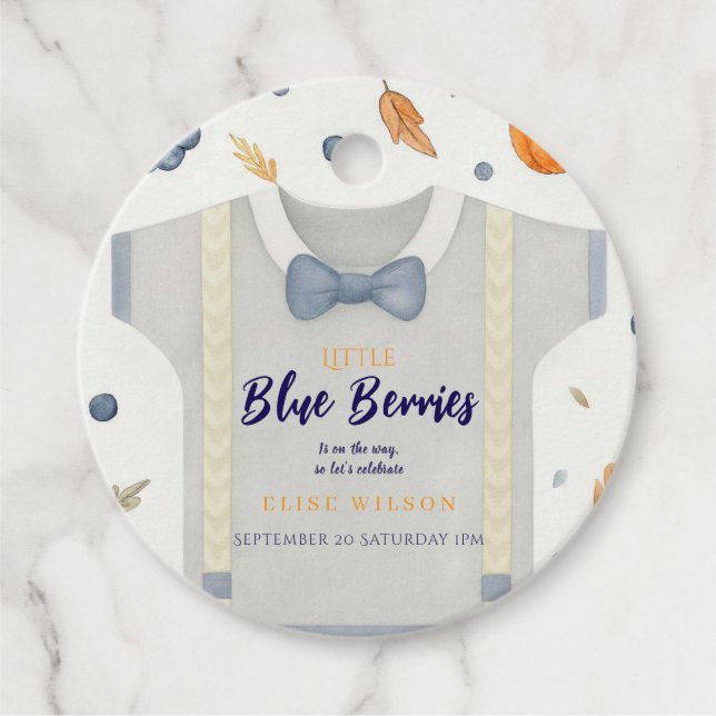 Boy Baby Dusche Herbstkrampf Bodysuit invita Geschenkanhänger (Vorderseite)