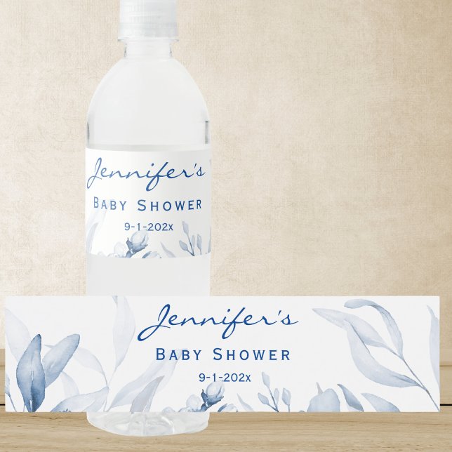 Boy Baby Dusche Wasserfarbe Stillleben Florals Wasserflaschenetikett (Von Creator hochgeladen)