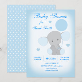 Boy Baby Duwer Blue Elephant Einladung