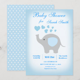 Boy Baby Duwer Blue Elephant Einladung