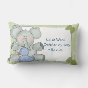 Boy Baby Elephant auf Green mit Rubber Duck Lendenkissen