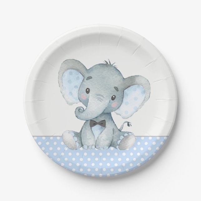 Boy Baby Elephant Baby Duschpapier Teller (Vorderseite)