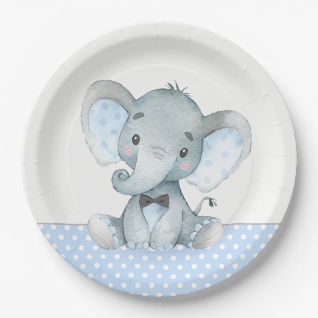 Boy Baby Elephant Baby Duschpapier Teller (Vorderseite)