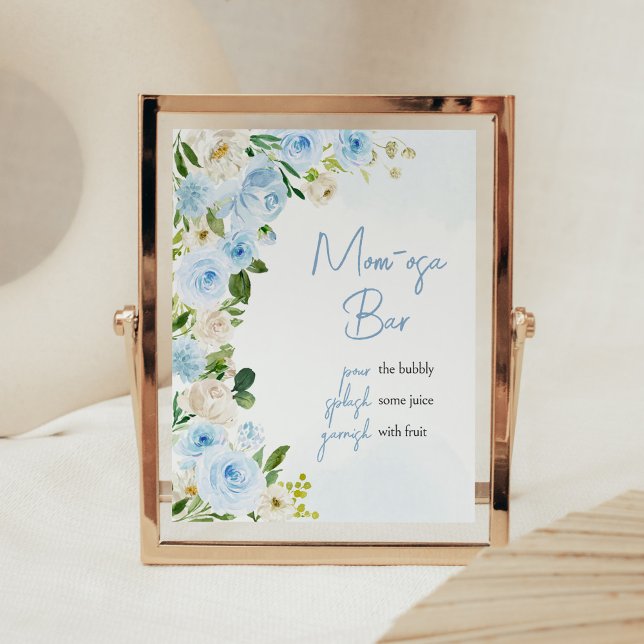 Boy Baby in Bloom Baby Shower Mama osa Bar Poster (Spring Flowers Baby Shower Mom Osa Bar Sign)