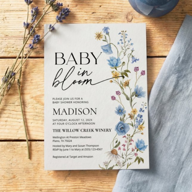 Boy Baby in Bloom Invitation | Baby Shower  Einladung (Von Creator hochgeladen)