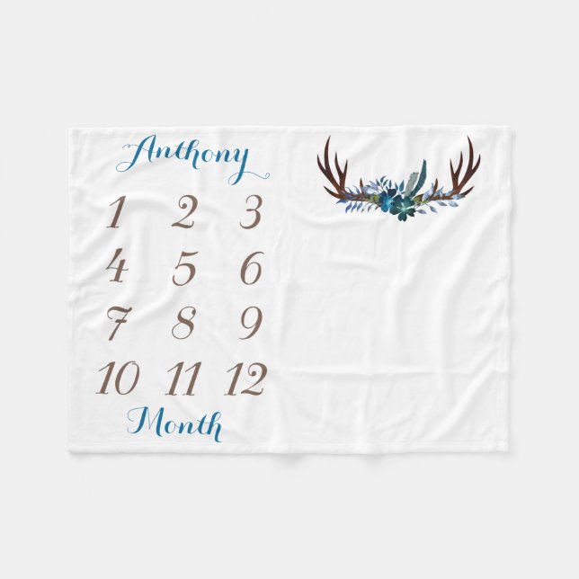 Boy Baby Milestone Schuppen Größe 40"x30" Fleecedecke (Vorderseite (Horizontal))