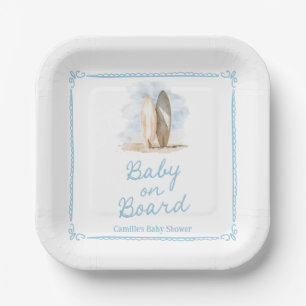 Boy Baby on Board Beach Baby Dusche Pappteller