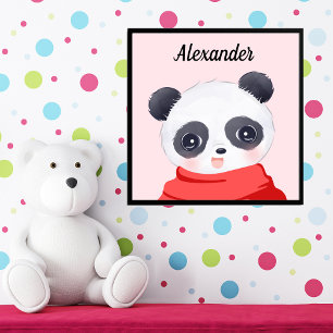 Boy Baby Panda Red Foto Print