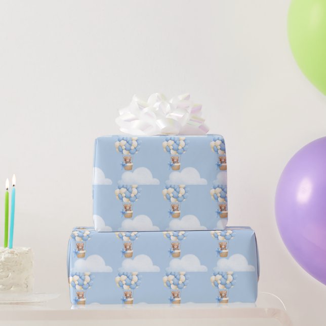 Boy Baby Shower Bear Balloon Napkins Geschenkpapier (Partygeschenke)