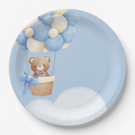 Boy Baby Shower Bear  Balloon Paper Plate Pappteller