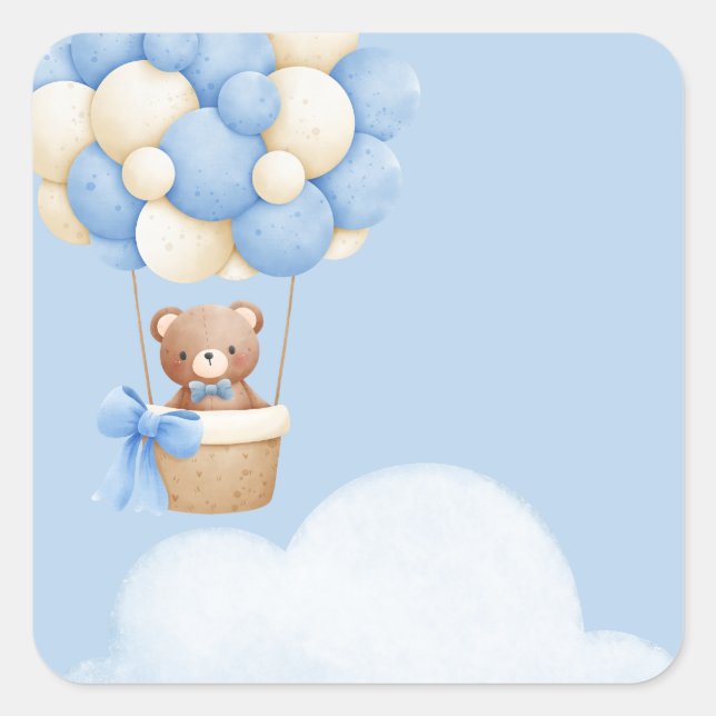 Boy Baby Shower Bear Balloon Stickers (Vorderseite)