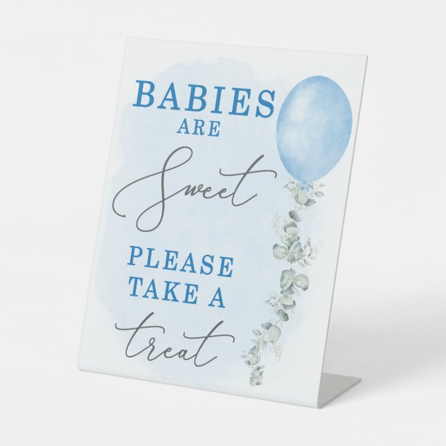 Boy Baby Shower bevorzugt Table Sign Leckerei Sockelschild (Vorderseite)