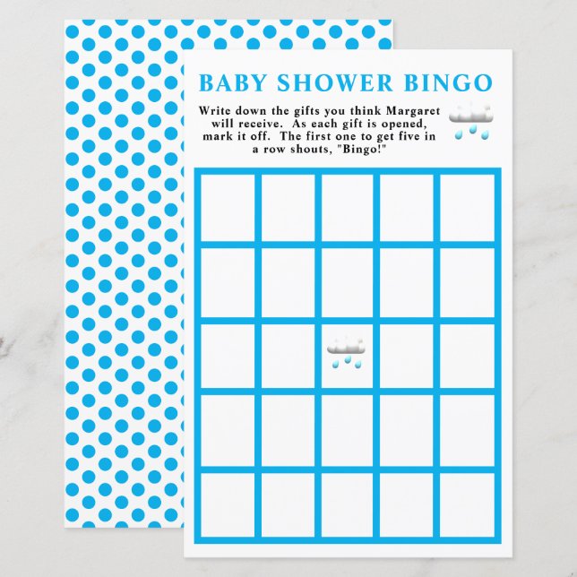 Boy Baby Shower Bingo (Vorne/Hinten)