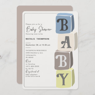 Boy Baby Shower Blocks Einladung