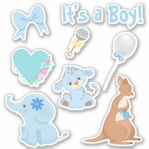 Boy Baby Shower Blue Animals Set Aufkleber
