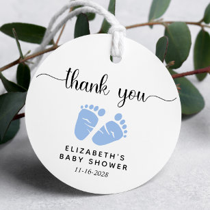 Boy Baby Shower Blue Feet Vielen Dank Geschenkanhänger