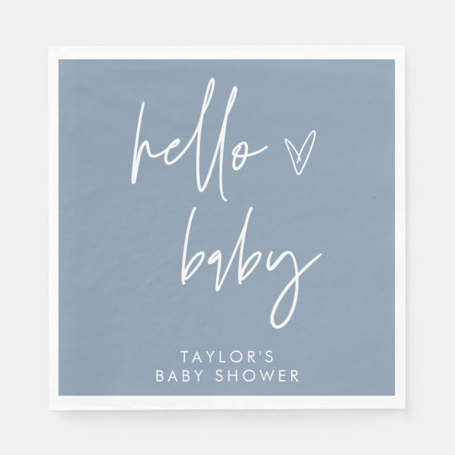 Boy Baby Shower Blue Paper Napkin Boho Dekoration Serviette (Vorderseite)