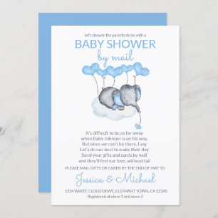 Boy Baby Shower by Mail Blue Elephant on Cloud Einladung