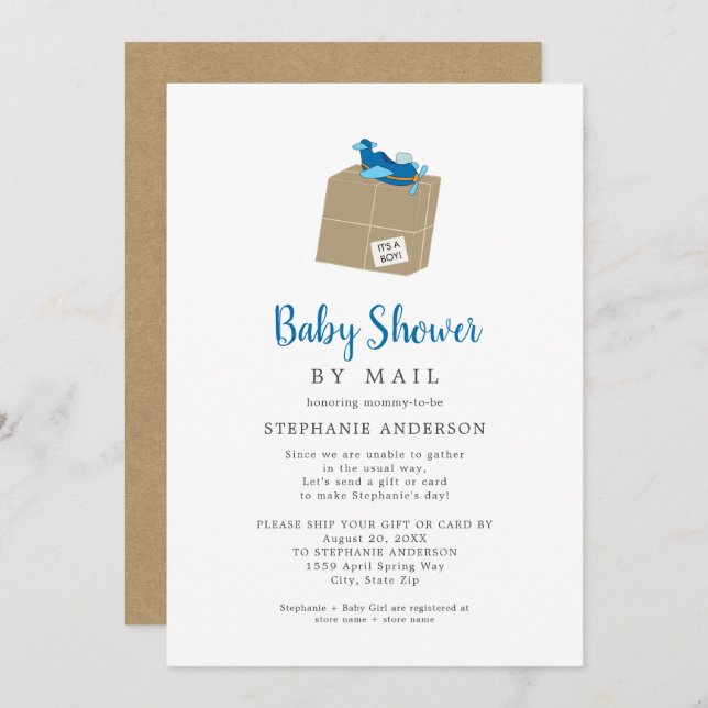 Boy Baby Shower by Mail Einladung (Vorne/Hinten)