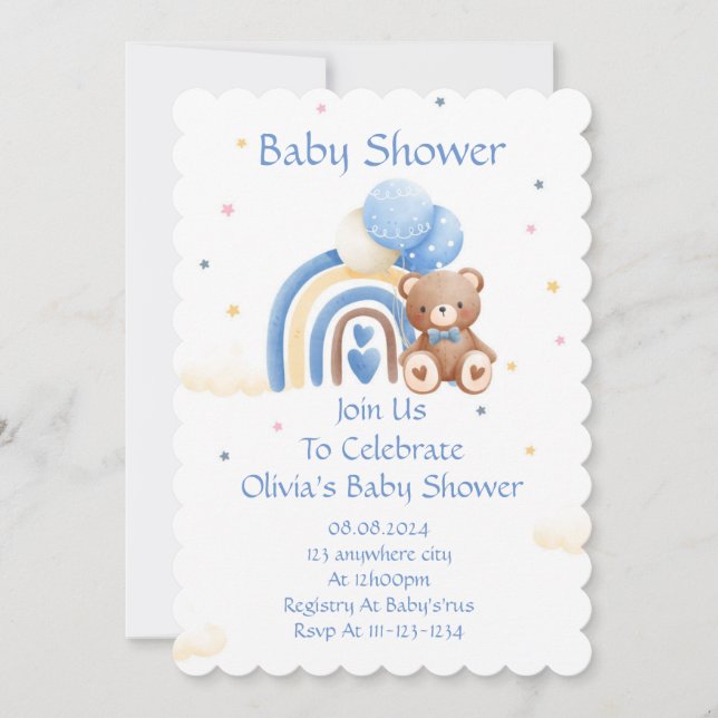 BOY BABY SHOWER EINLADUNG (Vorderseite)