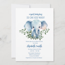 Boy Baby Shower Einladung Vorlage Elephant