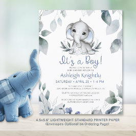 Boy Baby Shower Elephant Wasserfarbe Budget Einlad