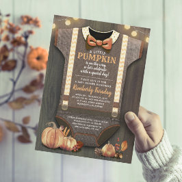 Boy Baby Shower Fall Pumpkin Rustic Burlap Wood Einladung
