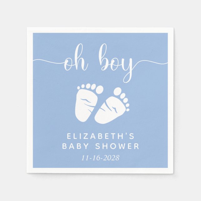 Boy Baby Shower Feet Blue Serviette (Vorderseite)