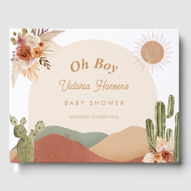 Boy Baby Shower Guestbook Boho Desert Southwestern Gästebuch (Vorderseite)