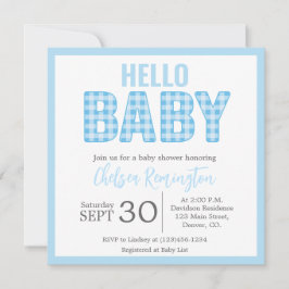 Boy Baby Shower Invitation - Blue Gingham Einladung
