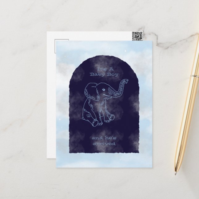 Boy Baby Shower Invitation Postkarte (Vorderseite/Rückseite Beispiel)