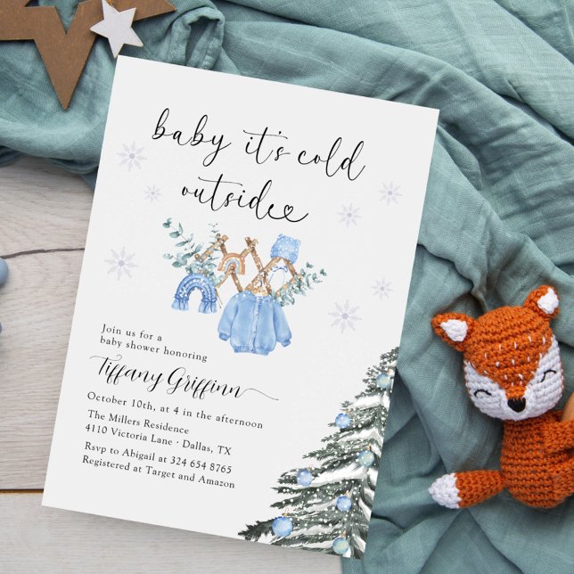 Boy Baby Shower Its Cold Outside| Clothes  Einladung (Von Creator hochgeladen)