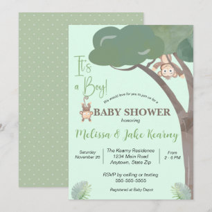 BOY BABY SHOWER, MONKEY BABY SHOWER EINLADUNG