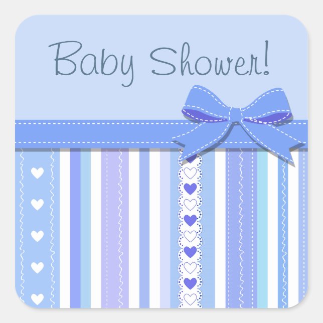 Boy Baby Shower Quadratischer Aufkleber (Vorderseite)