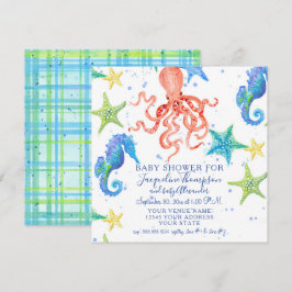 Boy Baby Showstrand Starfish Octopus Seepferd Einladung
