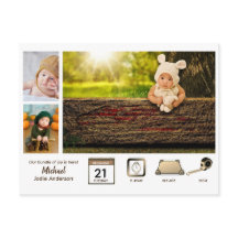 BOY BABY STATS Foto Collage Modern Rustikal