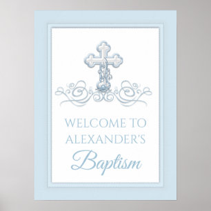 Boy Baptism Christening Erste Kommunion Zeichen Poster