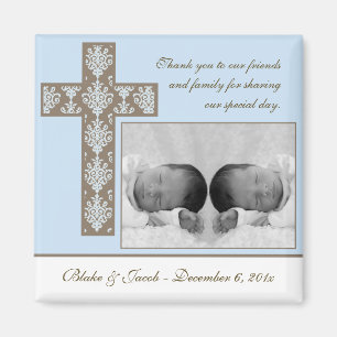 Boy Baptism/Christening Favor - Foto Magnet